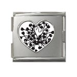 A Black And White Picture Of A Bunch Of Flowers Mega Link Heart Italian Charm (18mm)