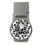 A Black And White Picture Of A Bunch Of Flowers Money Clips (Round) 