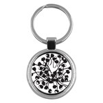 A Black And White Picture Of A Bunch Of Flowers Key Chain (Round)