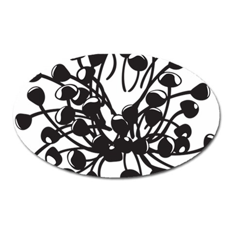 A Black And White Picture Of A Bunch Of Flowers Oval Magnet from ArtsNow.com Front