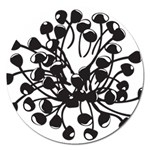 A Black And White Picture Of A Bunch Of Flowers Magnet 5  (Round)