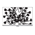 A Black And White Picture Of A Bunch Of Flowers Business Card Holder