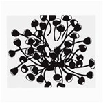 A Black And White Picture Of A Bunch Of Flowers Small Glasses Cloth