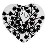 A Black And White Picture Of A Bunch Of Flowers Heart Ornament (Two Sides)