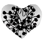 A Black And White Picture Of A Bunch Of Flowers Large 19  Premium Heart Shape Cushions