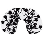 A Black And White Picture Of A Bunch Of Flowers Travel Neck Pillow