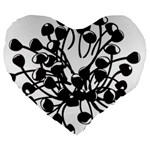 A Black And White Picture Of A Bunch Of Flowers Large 19  Premium Flano Heart Shape Cushions