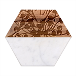 A Black And White Picture Of A Bunch Of Flowers Marble Wood Coaster (Hexagon) 