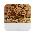 A Black And White Picture Of A Bunch Of Flowers Marble Wood Coaster (Square)