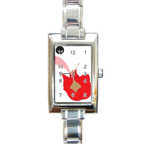 A Red Flower With A Black Background Rectangle Italian Charm Watch from ArtsNow.com Front