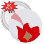 A Red Flower With A Black Background 3  Buttons (100 pack) 