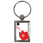 A Red Flower With A Black Background Key Chain (Rectangle)