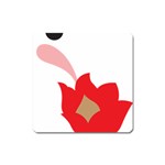 A Red Flower With A Black Background Square Magnet