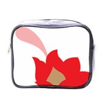 A Red Flower With A Black Background Mini Toiletries Bag (One Side)