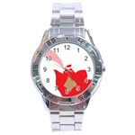 A Red Flower With A Black Background Stainless Steel Analogue Watch