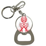 A Red And White Christmas Tree With Red Flowers Bottle Opener Key Chain