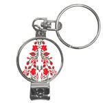 A Red And Beige Scarf With A Picture Of A Woman Holding A Tennis Racket Nail Clippers Key Chain