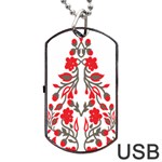 A Red And Beige Scarf With A Picture Of A Woman Holding A Tennis Racket Dog Tag USB Flash (One Side)