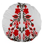 A Red And Beige Scarf With A Picture Of A Woman Holding A Tennis Racket Large 18  Premium Flano Round Cushions