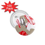 A Design Of A Red Flower On A White Background 1.75  Buttons (100 pack) 