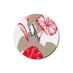 A Design Of A Red Flower On A White Background Rubber Coaster (Round)