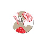 A Design Of A Red Flower On A White Background Golf Ball Marker