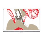 A Design Of A Red Flower On A White Background Business Card Holder