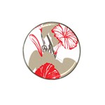 A Design Of A Red Flower On A White Background Hat Clip Ball Marker (10 pack)