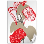 A Design Of A Red Flower On A White Background Canvas 12  x 18 