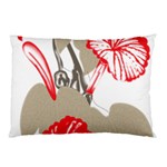 A Design Of A Red Flower On A White Background Pillow Case