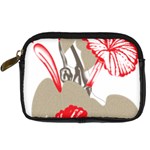 A Design Of A Red Flower On A White Background Digital Camera Leather Case