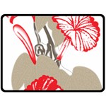 A Design Of A Red Flower On A White Background Fleece Blanket (Large)