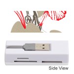 A Design Of A Red Flower On A White Background Memory Card Reader (Stick)