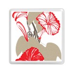 A Design Of A Red Flower On A White Background Memory Card Reader (Square)