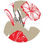 A Design Of A Red Flower On A White Background Wooden Bottle Opener (Round)