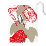 A Design Of A Red Flower On A White Background Drawstring Pouch (4XL)