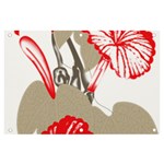 A Design Of A Red Flower On A White Background Banner and Sign 6  x 4 