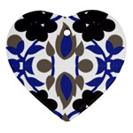 A Design Of A Blue And Black Flower Ornament (Heart)