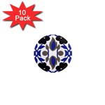 A Design Of A Blue And Black Flower 1  Mini Magnet (10 pack) 