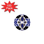 A Design Of A Blue And Black Flower 1  Mini Buttons (100 pack) 