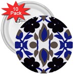 A Design Of A Blue And Black Flower 3  Buttons (10 pack) 