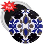 A Design Of A Blue And Black Flower 3  Magnets (10 pack) 