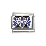 A Design Of A Blue And Black Flower Italian Charm (9mm)