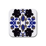 A Design Of A Blue And Black Flower Rubber Coaster (Square)