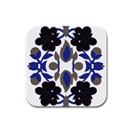 A Design Of A Blue And Black Flower Rubber Square Coaster (4 pack)