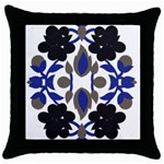 A Design Of A Blue And Black Flower Throw Pillow Case (Black)