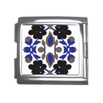 A Design Of A Blue And Black Flower Mega Link Italian Charm (18mm)