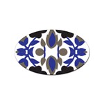 A Design Of A Blue And Black Flower Sticker (Oval)