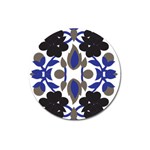 A Design Of A Blue And Black Flower Magnet 3  (Round)