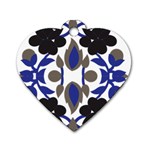 A Design Of A Blue And Black Flower Dog Tag Heart (Two Sides)